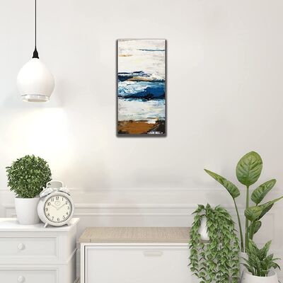 Modern Abstract Landscape Hand Painted Oil Painting with Hand Applied Gold Leaf on Canvas Wall Art Customized Size