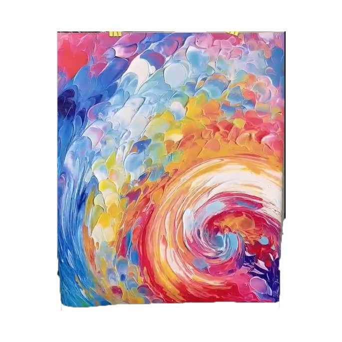 Colourful 3d Relief Landscape Oil Paintings With Thick Texture Art Design Decorative Canvas Abstract Whirlpool Art Wall