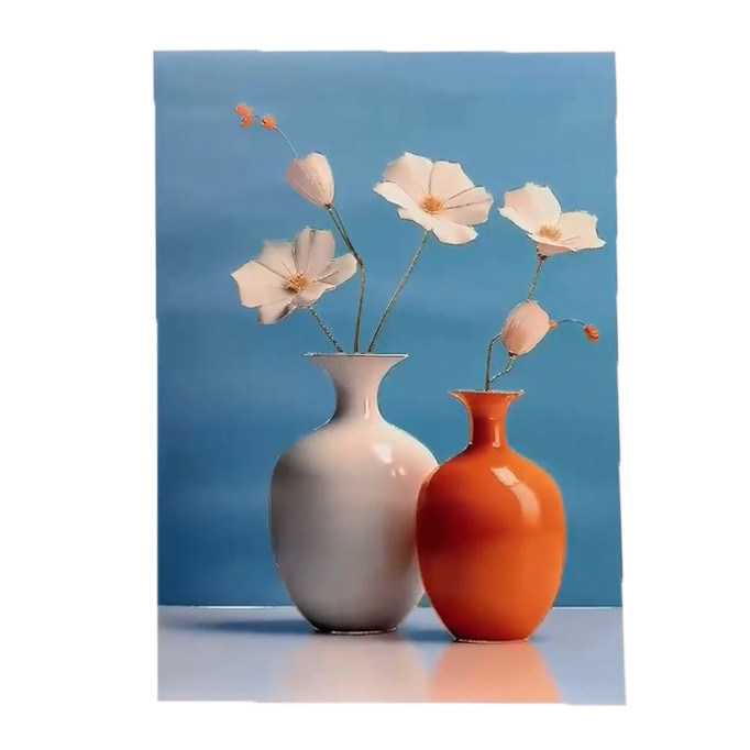 Customized Size Hand Painted Vase Art Painting Colour Textured 3d Relief Oil Painting